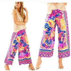 Lilly Pulitzer Lisbeth Wide Leg Crop Pants in Multi Summer Sunset Small